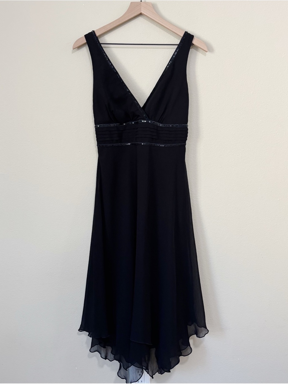 Vintage Y2K Speechless Size 7 Black V Neck Cocktail Midi Dress